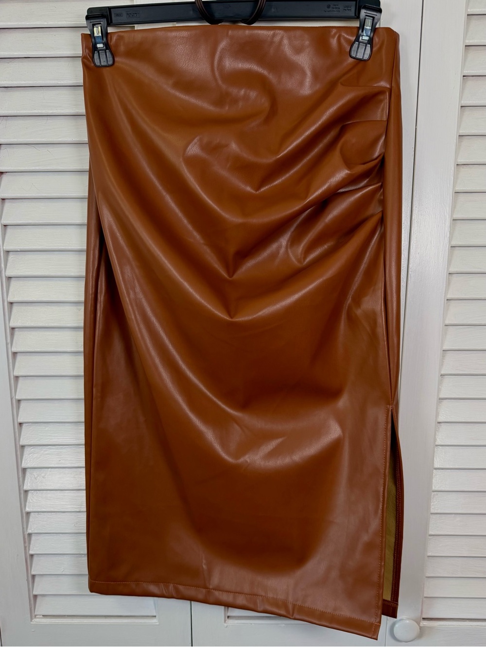 Cider Woman’s Brown Ruched Midi Skirt Large
